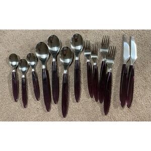 Ikea Purple Flatware Silverware Stainless 13 Piece Set